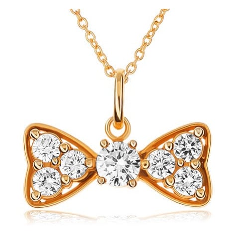 Zlatý náhrdelník 585 - tenký řetízek, lesklý plochý kruh, dvě srdce z  bílého zlata Šperky eshop | Modio.cz