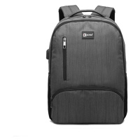 Kono Klasický městský batoh Luno s USB portem - šedý - 18L