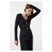 Trendyol Black Cut Out/Window Detailed Knitted Bodysuit