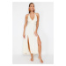 Trendyol Bridal Ecru Maxi Knitted Bead Accessory Beach Dress