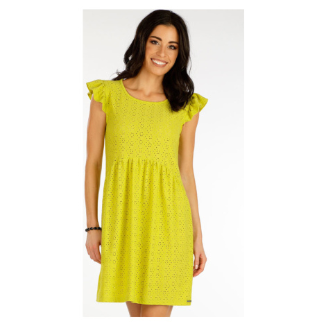 Dámské šaty LITEX bez rukávu s volánky žluté