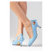 Mio Gusto Drop Blue Color Women's Short Heeled Shoes