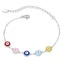 Stříbrný náhrdelník a náramek s barevnými kruhy ochranné oko