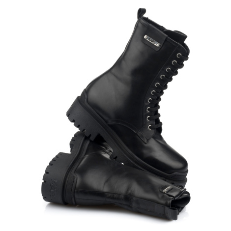 Kotníková Obuv Karl Lagerfeld Biker Ii Midi Leg Lace Boot - Černá