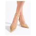 Pohodlné dámské sandály zlaté na jehlovém podpatku