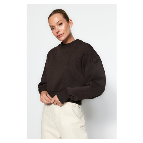 Trendyol Brown Thick Inside Polar Stitching Detailed Regular/Normal Pattern Knitted Sweatshirt