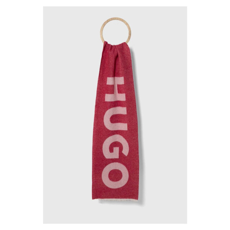 Vlněná šála HUGO růžová barva Hugo Boss