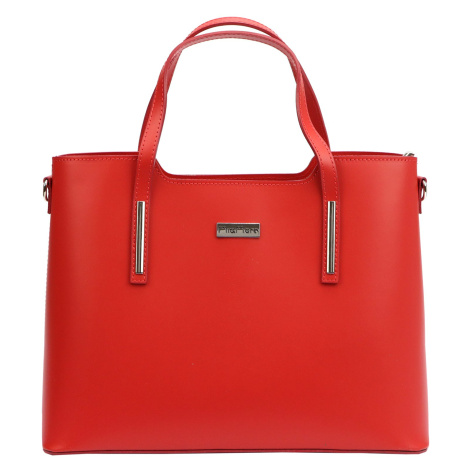 Kožená kufříková kabelka0 MiaMore 1-035 D červená