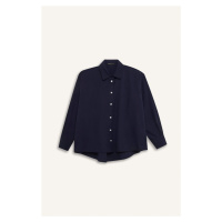 DEFACTO Oversize Wide Pattern Poplin Basic Plain Long Sleeve Shirt