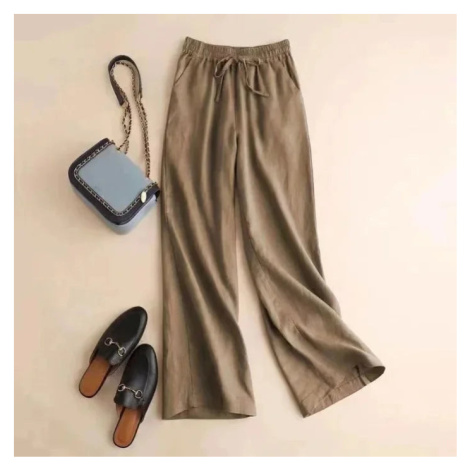 Dámské lněné kalhoty s vysokým pasem