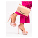 Originální růžové dámské sandály na jehlovém podpatku