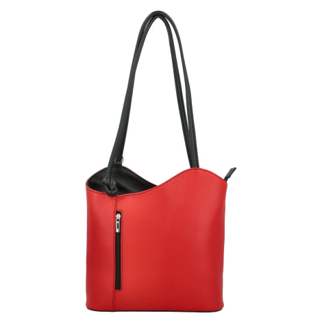 Luxusní dámský kožený kabelko-batůžek Livira, červený Delami Vera Pelle