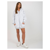 SVĚTLE ŠEDÁ DELŠÍ OVERSIZE MIKINA NA ZIP S KAPUCÍ -LIGHT GREY