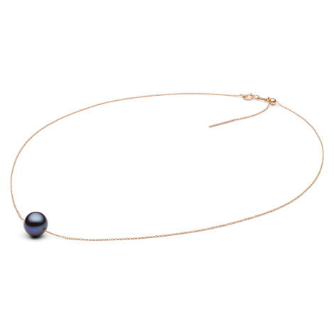 Dámský zlatý náhrdelník s pravou černou perlou Planet Shop