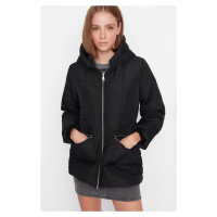 Trendyol Black Oversize Puffy Coat s kapucí