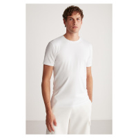 GRIMELANGE Chad Men's Slim Fit Ultra Flexible White T-shirt