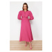 Trendyol Pink Bird Eye Detailed Cotton Woven Dress