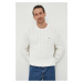 Bavlněný svetr Tommy Hilfiger bílá barva, lehký