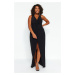 Trendyol Curve Black Slit Midi Knitted Dress