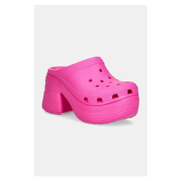 Pantofle Crocs Siren Clog dámské, růžová barva, na podpatku, 208547