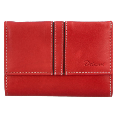 Menší dámská kožená peněženka s prošíváním Silvestro, červená Delami