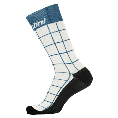 SANTINI Cyklistické ponožky klasické - DINAMO MEDIUM - bílá/modrá