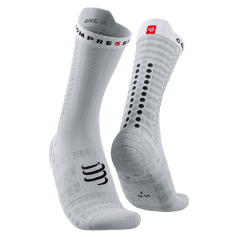 COMPRESSPORT Cyklistické ponožky klasické - PRO RACING V4.0 ULTRALIGHT BIKE - bílá/černá