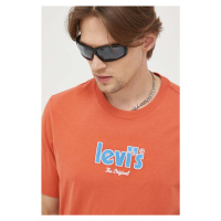 Bavlněné tričko Levi's oranžová barva, s aplikací