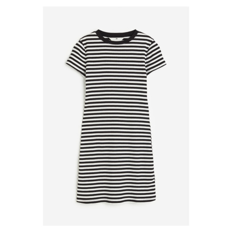 H & M - Žebrované tričkové šaty - černá H&M
