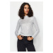 Trendyol Silver Metallic/Leading Collar Fitted/Knitted Fitted Blouse