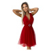 Červené dámské šaty s výstřihem a ozdobnou přezkou model 19444223 - numoco basic