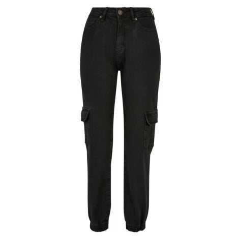 Ladies Organic Stretch Denim Cargo Pants - black washed Urban Classics