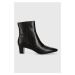 Kožené kotníkové boty Lauren Ralph Lauren Willa dámské, černá barva, na podpatku, 802912365001