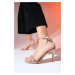 LuviShoes MUIZA Beige Satin Women's Platform Heeled Evening Shoes