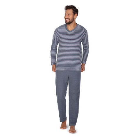 Pánské froté pyžamo Alex modré s proužky Regina