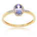 Zlatý prsten s tanzanitem a diamanty L'amour Diamonds RR46083TNZY13 + dárek zdarma