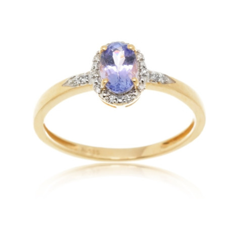 Zlatý prsten s tanzanitem a diamanty L'amour Diamonds RR46083TNZY13 + dárek zdarma L´amour