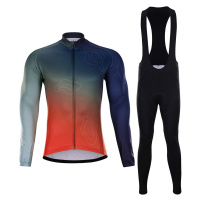 HOLOKOLO Cyklistický zimní dres a kalhoty - AFTERGLOW WINTER - vícebarevná/červená