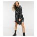 Wednesday's Girl belted shirt dress in faux leather-Black
