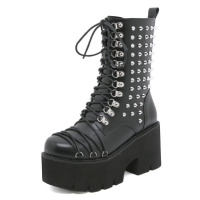 Gotické boty masivní emo obuv metal style s kovovými hroty