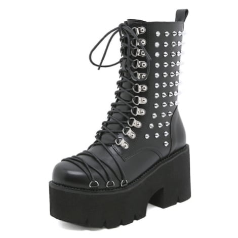 Gotické boty masivní emo obuv metal style s kovovými hroty GoodDayGirl