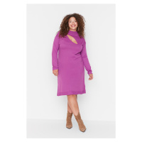 Trendyol křivka fialový stojatý límec vystřižený detailní svetrové šaty