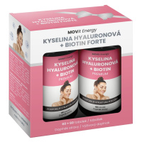 MOVit Energy Beauty Dárkové balení Kyselina hyaluronová + Biotin FORTE 60+60 kapslí