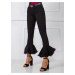Černé dámské džíny s volánky na nohavici -black Denim vzor