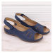 Kožené pohodlné sandály Helios W H117A navy blue