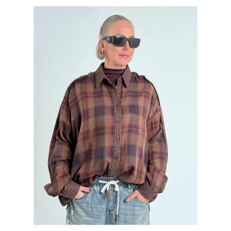 Bordó kostkovaná košile HILL Brigitte Bardot