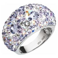 Evolution Group Stříbrný prsten s krystaly Swarovski fialový 35028.3 violet