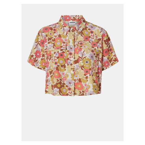 Hnědo-krémová květovaná krátká košile Noisy May Nika
