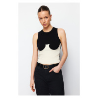 Trendyol Black Bodice Detailed Color Block Knitwear Blouse