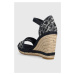 Sandály Tommy Hilfiger FW0FW06935 TH MONOGRAM DENIM WEDGE dámské, tmavomodrá barva, na klínku